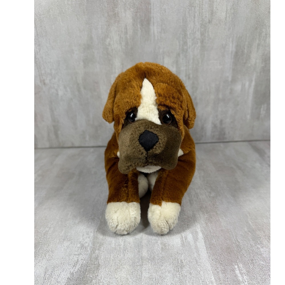 Animal Alley Boxer Dog Plush Toys R Us Brown White Stuffed Animal 9 Inch